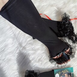 ساق دست ریون زنانه رنگ مشکی مدل لب تور و گیپور مجلسی تولید داخل
