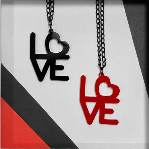 گردنبند عشق ( Love ) پلکسی گلس قرمز و مشکی براق