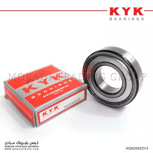 بلبرینگ شیارعمیق صنعتی6206ZZV3 برند KYK ژاپن