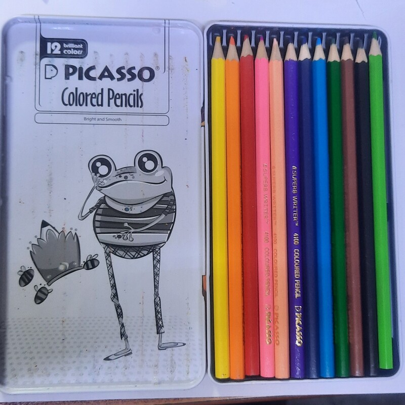 مداد رنگی 12 رنگ پیکاسو جعبه فلزی 