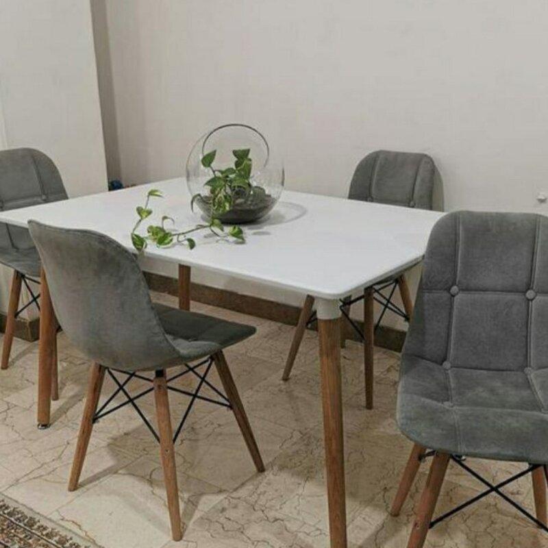 میز و صندلی 4 نفره غذاخوری ایفلی چوبی پارچه ای رنگ بندی