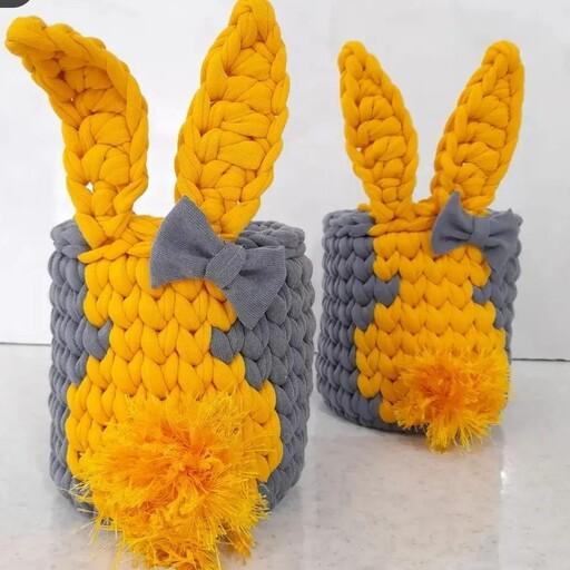 باکس تریکو  مدل خرگوش  پوم دار  سایز  15 قابل سفارش در  رنگبندی مختلف 