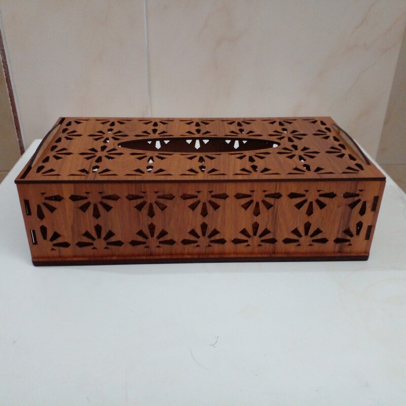 جعبه دستمال کاغذی چوبی طرح مشبک 