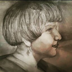 تابلو نقاشی سیاه قلم دختر بچه سایز A3 
