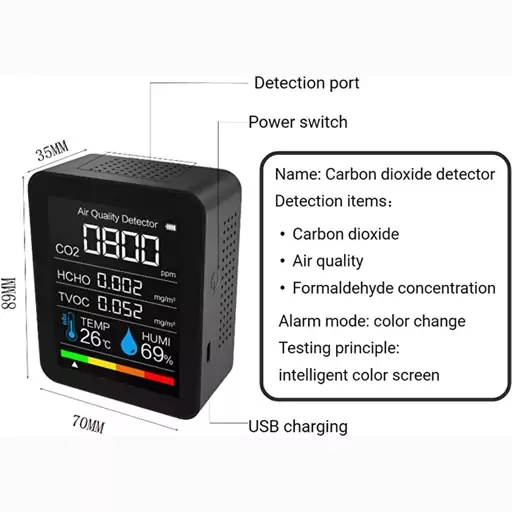 دستگاه سنجش هوا دی اکسید کربن 3کاره اورجینال آمازون آلمان