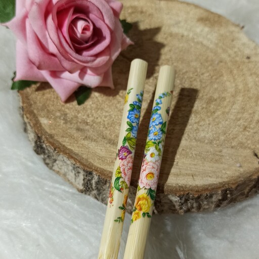 چاپستیک یا چوب غذاخوری چینی جنس بامبو طرح گلدار زیبا