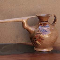 گلدان چوبی آبریز دار- ریتون چوبی- با الهام از سفالینه های سیلک کاشان-چوب گلابی و معرق جایگزین 