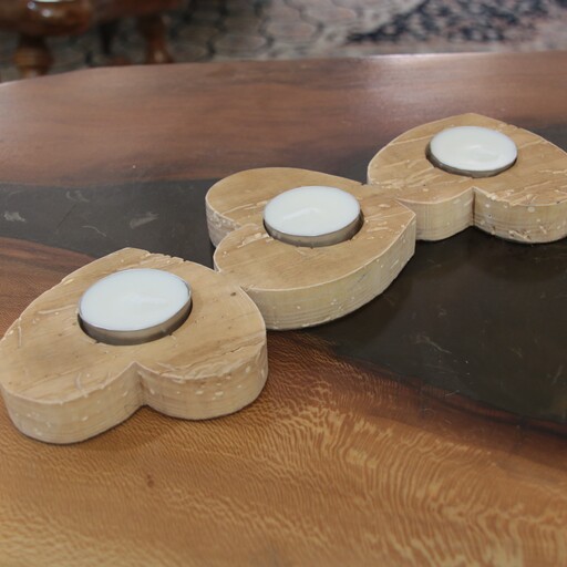 جاشمعی قلبی چوبی دستساز - ساخته شده از چوب ملچ سوراخ دار - مناسب شمع وارمر 