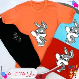 ست دخترانه تیشرت شلوارک فانتری بانی خرگوش در 3 رنگ شاد از سایز 35 تا 50 