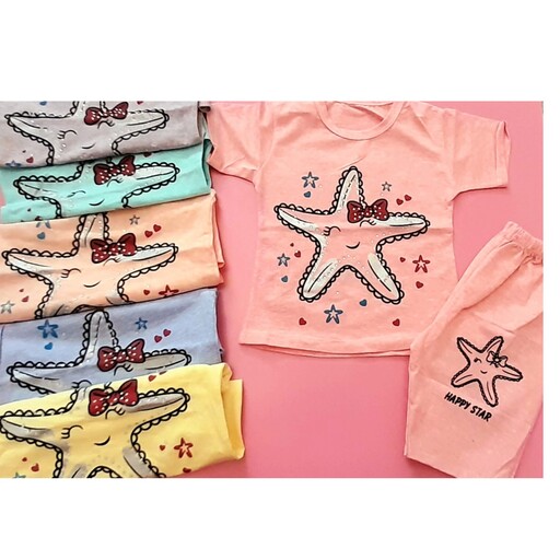  تیشرت شلوارک طرح ستاره  در لباس بچگانه و کودک سایز 35 و40  در ریزه میزه باسلام با  ارسال رایگان