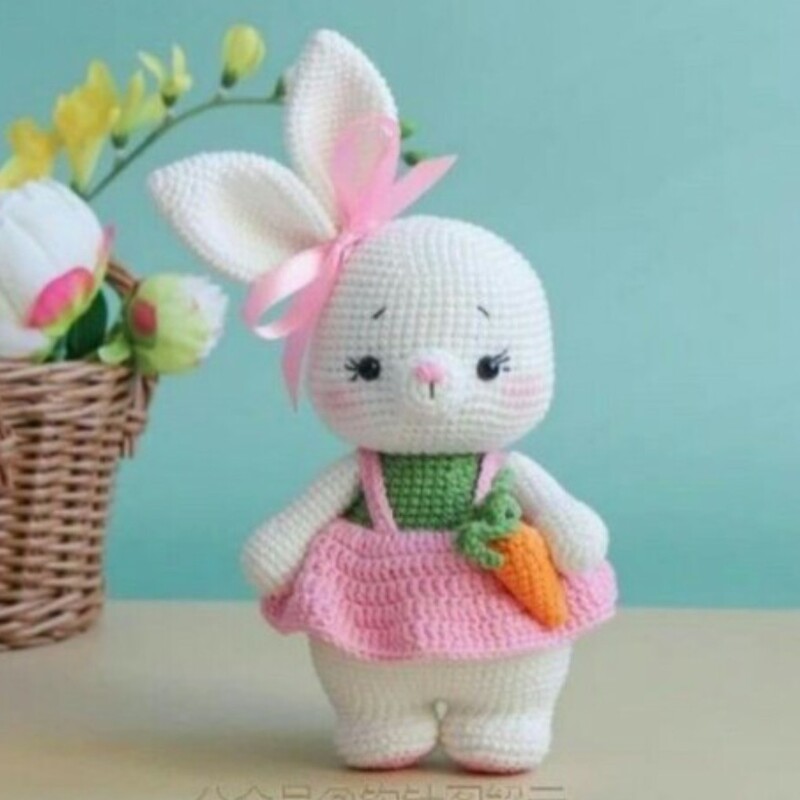 عروسک بافتنی خرگوش تپلی بارنگ دلخواه