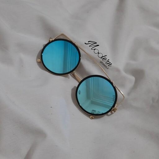 عینک آفتابی آینه ای دیور dior گرد گربه ای  آبی