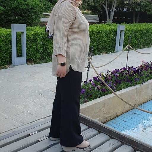 تونیک زنانه راه راه فیری سایز مناسب سایز 38 تا 46  رنگبندی سفید زیتونی آجری نسکافه ای سرخابی مشکی طوسی