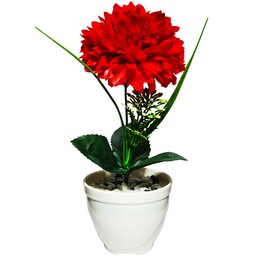 گلدان به همراه گل مصنوعی مدل داوودی تک شاخه