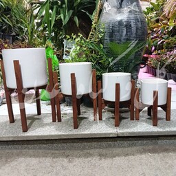 پایه گلدان چوبی روس مناسب برای گلدان استوانه 