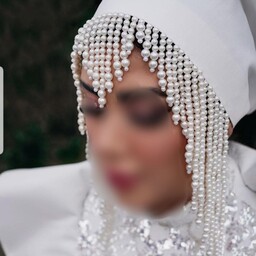 توربان مروارید دوزی عروس کرپ حریر در رنگهای متنوع 