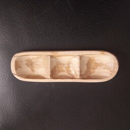 ظرف چوبی سرو سه قسمتی با چوب گردو با اجرای دست  مناسب برای پذیرایی 