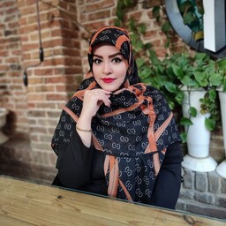 حراج روسری نخی گارزا تابستانه قواره 135 رنگ مشکی طرح گوچی ارسال رایگان 