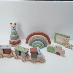 اسباب بازی چوبی ست سیسمونی  نوزاد برند نیلوتویز  قابل سفارش با رنگ دلخواه