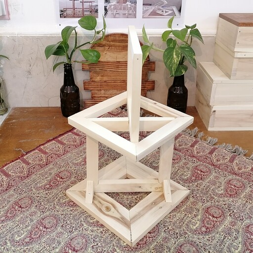 قاب عکس سه گانه سازه ای حجمی و تجسمی با هنر  مربع سازی با چوب طبیعی