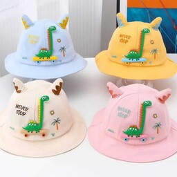 کلاه بچگانه طرح دایناسور  جنس کتان عالی مناسب فصل مناسب  برای دختر و پسر برای سنین 2 تا 5