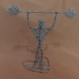 مجسمه دکوری فیگور بدنسازی سیمی دست ساز اسمبلاژ هنری دمبل هارتل