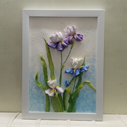تابلو گل های زنبق با هنر استاکو روسی یا اسکالیپچر 
