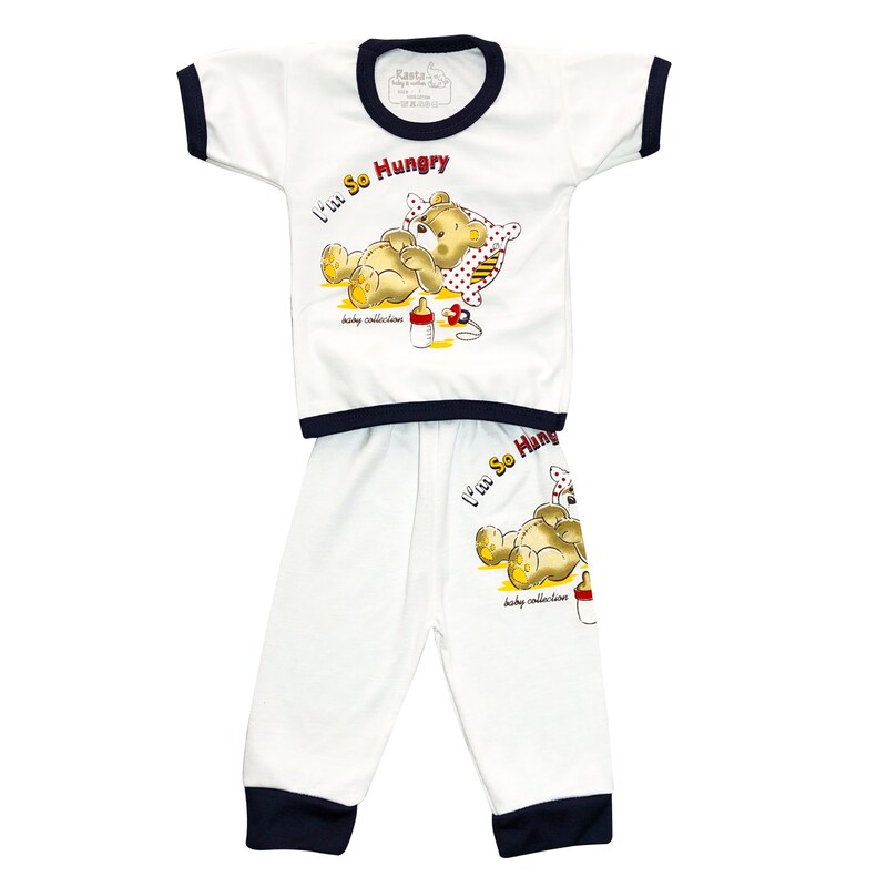 ست تی شرت و شلوار نوزادی مدل خرس خوابالو کد 061