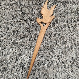 پین مو چوبی طرح پرنده آزادی با چوب گردو