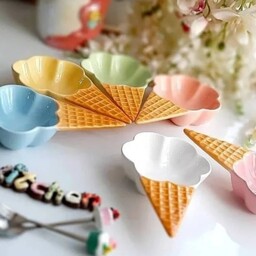 بستنی خوری حصیری طرح بستنی بستنی خوری رنگی بستنی خوری سرامیکی بستنی خوری قیفی بستنی خوری 6عددی