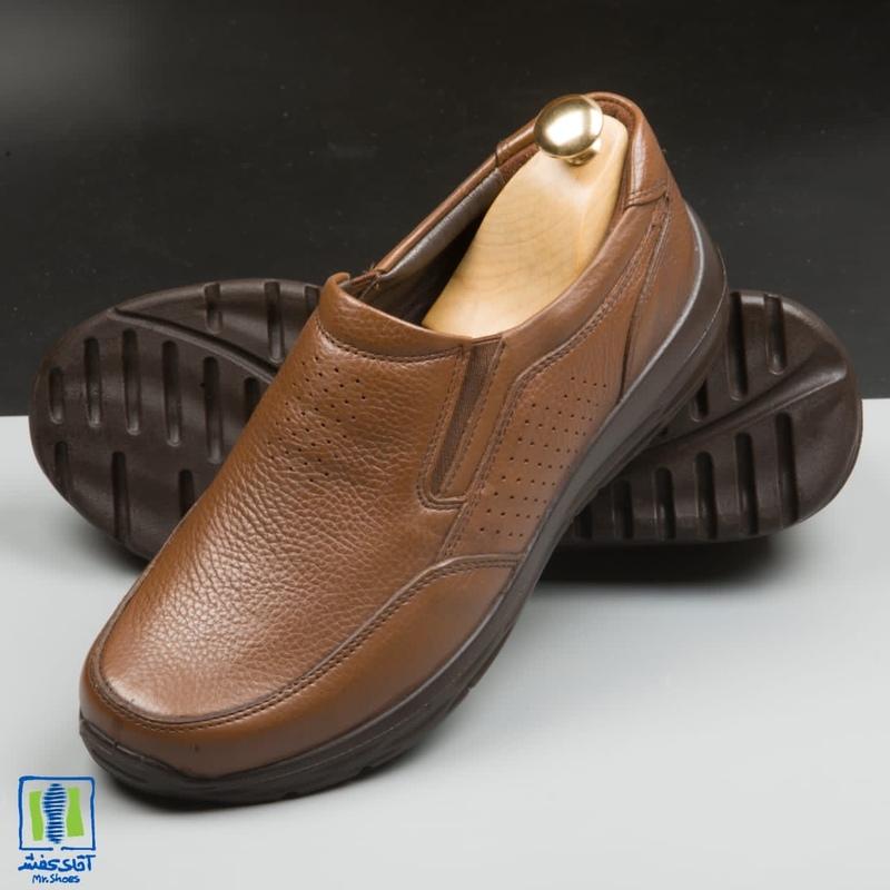 کفش  چرم طبیعی مردانه طبی تبریز سبک و راحت کد 158 بزرگ پا
