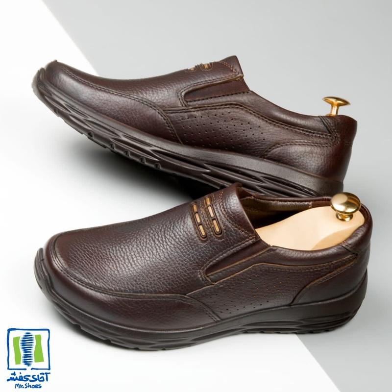 کفش  چرم طبیعی مردانه طبی تبریز سبک و راحت کد 158 بزرگ پا