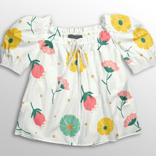 پارچه لباس  پارچه باما کرپ بوگاتی مدل   گل های رنگی  کد 6011283