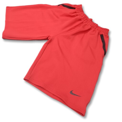 شلوارک ورزشی سایز بزرگ نایک جیب زیپ دار رنگ قرمز جنس غواصی