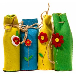 کیف لوازم آرایش یا جامدادی نمدی طرح گل مدل استوانه ای طول 20 سانت
