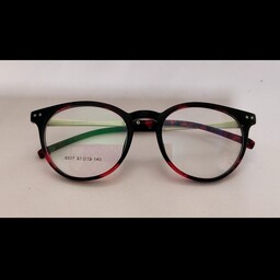 عینک طبی زنانه و نوجوانان مدل 8037  فرم فریم گرد با  رنگ قرمز هاوانایی. فوق العاده سبک و جذاب و خاص 