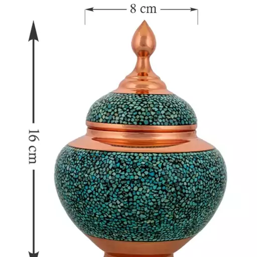 قندان سیبی فیروزه کوب  ارتفاع 16cm 