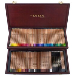مداد رنگی 100 رنگ لیرا جعبه چوبی آلمانی (LYRA)  درجه یک و با کیفیت
