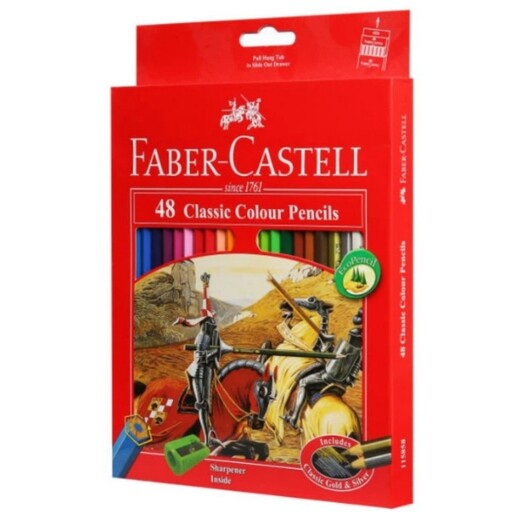 مداد رنگی 48 رنگ فابر کاستل ( FABER CASTELL ) اصل شرکتی با جعبه مقوایی سالم 