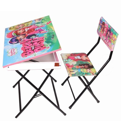 میز تحریرتاشو باکسدار با صندلی توت فرنگی  با قابلیت تنظیم ارتفاع