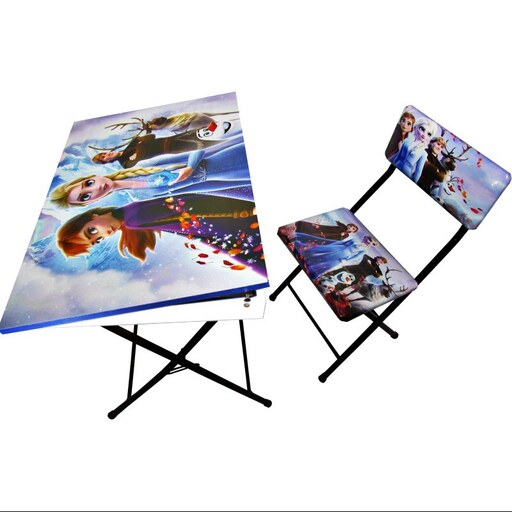 میز تحریر تاشوباکسدار با صندلی طرح السا (فروزن ) با قابلیت تنظیم ارتفاع