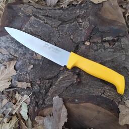 چاقو حیدری مدل راسته  7230 با  تیغه استیل فولاد ضدزنگ و دسته پلکسی زرد 