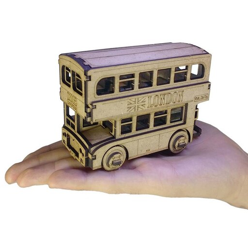 پازل چوبی سه بعدی طرح اتوبوس دوطبقه 