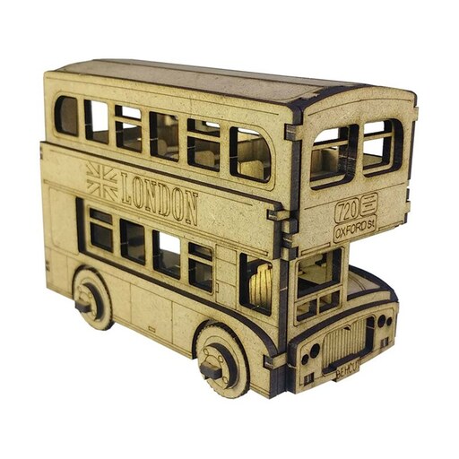 پازل چوبی سه بعدی طرح اتوبوس دوطبقه 