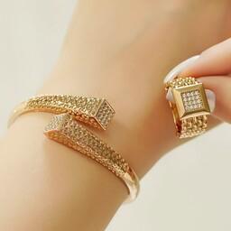 ست دستبند و انگشتر برند ژوپینگ عالی شیک و سبک مشابه طلا