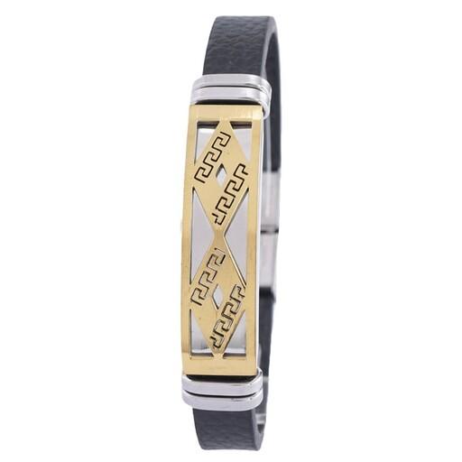 دستبند چرمی مردانه طرح ورساچه مدل 1453همراه با  جعبه کادویی و لوگو استیل 