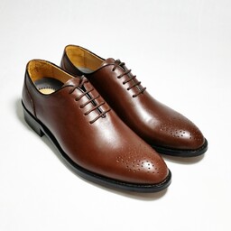 کفش مردانه مجلسی چرم طبیعی دست دوز (مدل جردن قهوه ای)ارسال رایگان 