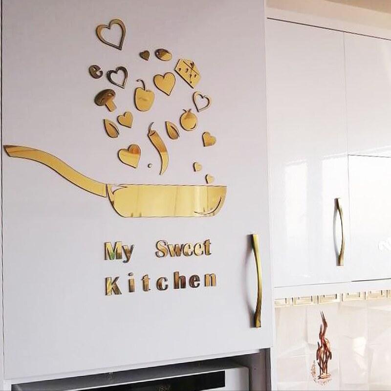 آینه  مولتی استایل طرح آشپزخانه  رنگ طلایی و نقره ای