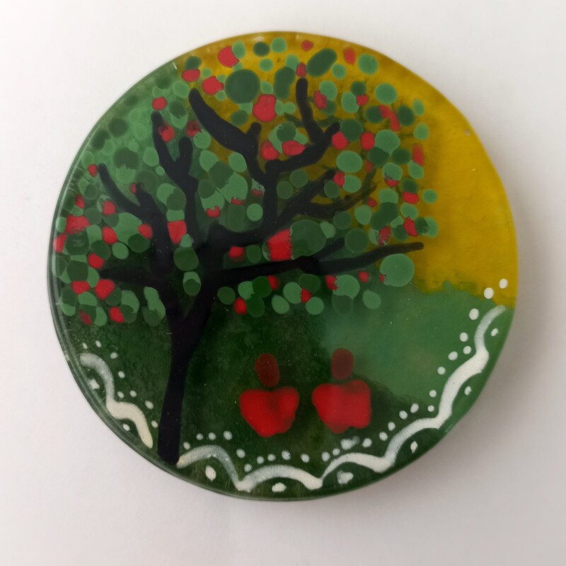 مگنت دستساز شیشه ای طرح درخت تابستانی آمینا از مجموعه چهار فصل