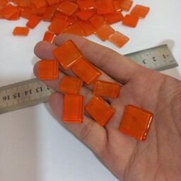 کاشی شیشه ای رنگ نارنجی مخصوص هنر موزاییک بسته پنج عددی